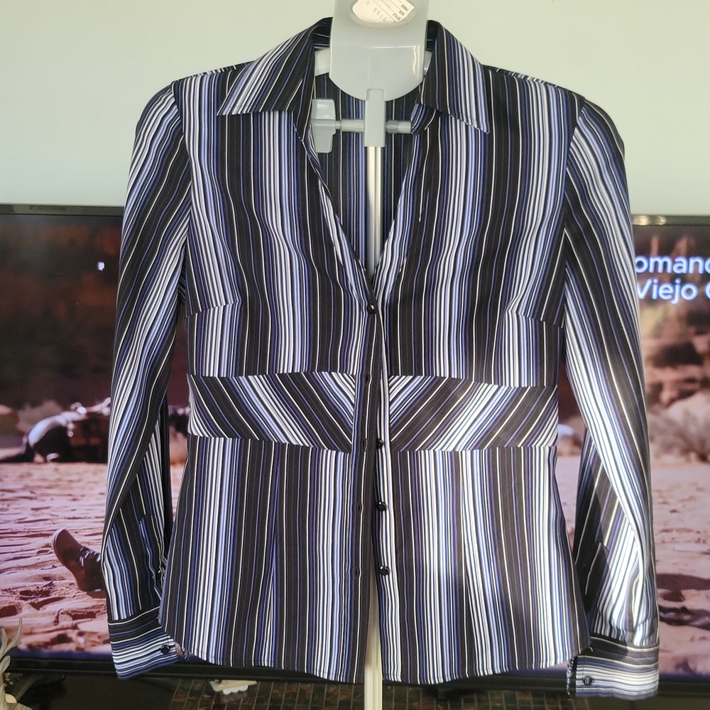 ❗️ FASHIONABLE Striped Women's Top - Black ,  White  and BLUE ❗️